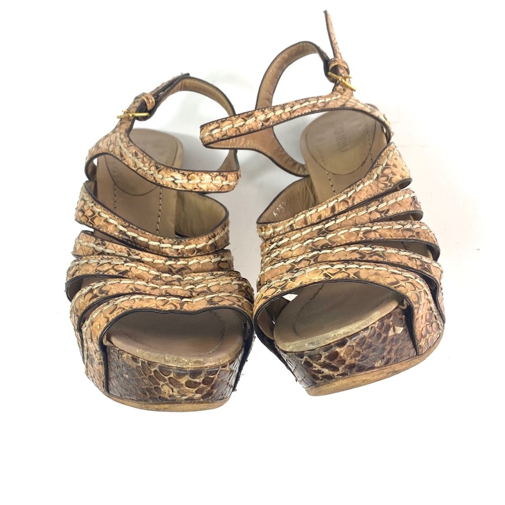 Miu Miu By Prada Blush Snakeskin Platform Sandals - image 7